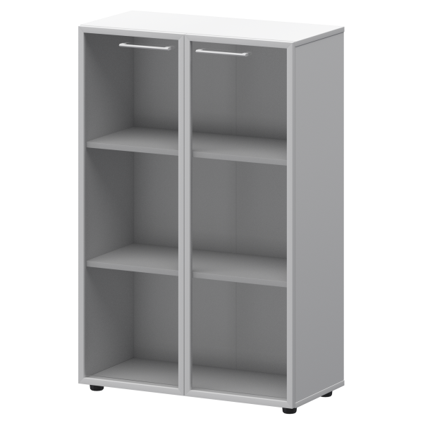 Шкаф средний со стеклом в ал. рамке Кортез СМШ38RS(Б) 792x380x1190 (Белый)