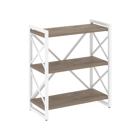 Стеллаж на регулируемых опорах-3 полки VR.L-MST.O-3.8 800x400x910 (Тиквуд Темный/Белый металл)