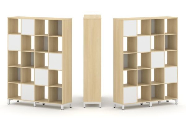 Набор стеллажа 2-х сторонний, 5 ярусов SN.NSD-541 (1488х400х1982) (Акация Лорка/Белый/Металл Белый)