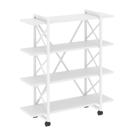 Стеллаж на колесных опорах-4 полки VR.L-MST.K-4.8V 1200x400x1334 (Белый Бриллиант/Белый металл)