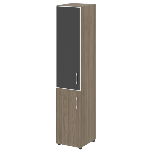 Шкаф для документов узкий со стеклом черным LT.SU-1.2 R (L) Black (Вяз Благородный)