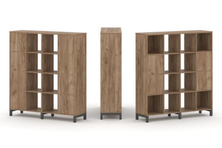 Набор стеллажа 1 сторонний, 4 яруса SN.NS-441 (1488х400х1615) (Дуб Табак/Металл Антрацит)