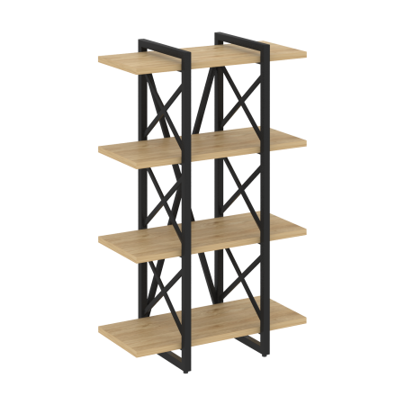 Стеллаж на регулируемых опорах-4 полки VR.L-MST.O-4.4V 800x400x1280 (Тиквуд Светлый/Черный металл)