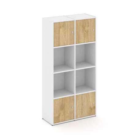 Стеллаж Locker Plus LK.K-005 798x350x1593 (Белый | Тиквуд Светлый)