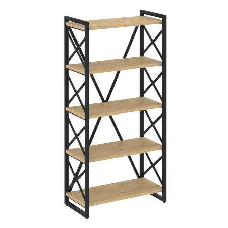 Стеллаж на регулируемых опорах-5 полок VR.L-MST.O-5.8 800x400x1650 (Тиквуд Светлый/Черный металл)