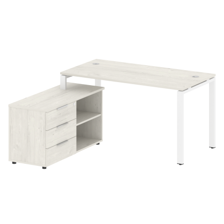 Рабочая станция с опорной тумбой левая Metal System Style БП.РС-СТС-2.3 Л 1500x1520x750 (Дуб Наварра/Белый металл)