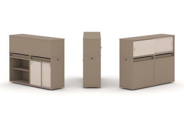 Тумба двойная + низкая надставка ES.NB.2N-10 (1500х410х1135) (Латте/Капучино)