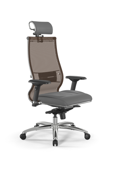 Кресло для руководителя Метта Samurai L2-6D - TS+Infinity /Kc00/Wm06/D04P/H2cL-3D(M06.B31.G04.W03) (Светло-коричневый | Серый)