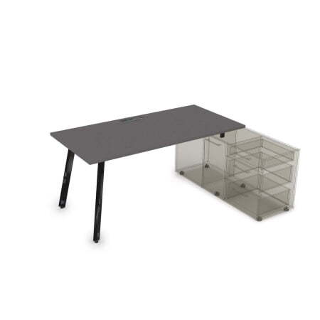 10СТО.084 Стол с тумбой опорной (1600x800x750) (Graphit mattЧерный глянец)
