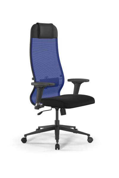 Кресло для руководителя Метта Sit 10 B1-111D - X2+UMF(X1) /Ub00/Wh00/D02P(M09.B11.G19.W02) (Синий | Черный)