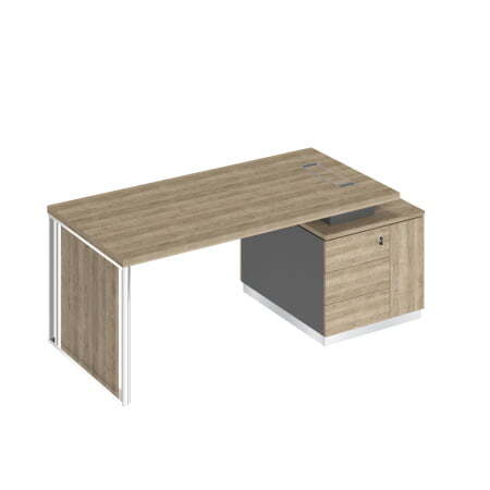 Стол руководителя с декоративной вставкой Bravo БР 111 1980x900x750 (Дуб гладстоун светлый / Антрацит премиум / Дуб гладстоун светлыйСерый)