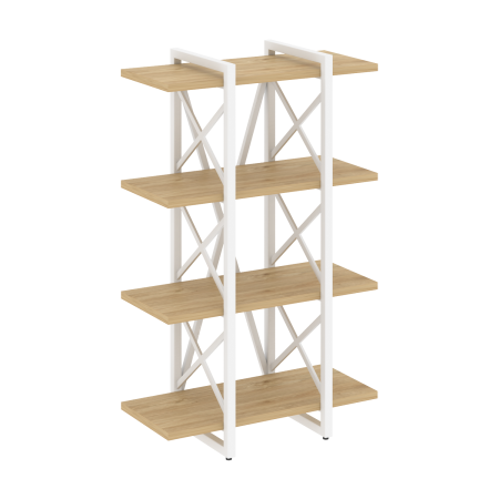 Стеллаж на регулируемых опорах-4 полки VR.L-MST.O-4.4V 800x400x1280 (Тиквуд Светлый/Белый металл)