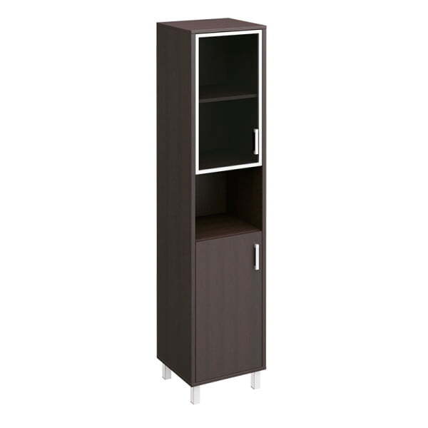 Шкаф левый стекло в раме + ДСП без замка + ниша Борн B 431-819 480x450x2074 (Венге)