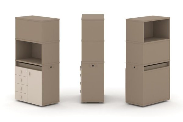 Тумба одиночная + высокая надставка ES.NB.1V-2 (750х410х1520) (Латте/Капучино)