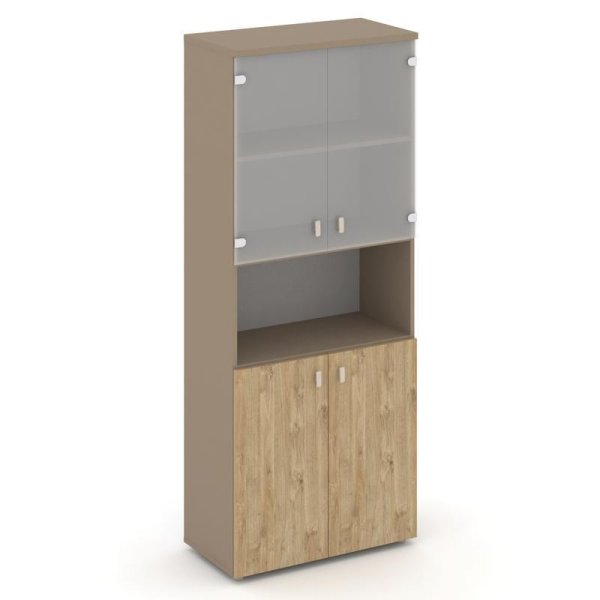 Шкаф высокий широкий ES.ST-1.4 (800х420х1977) (Латте/Тиквуд Светлый/Сатин матовый)