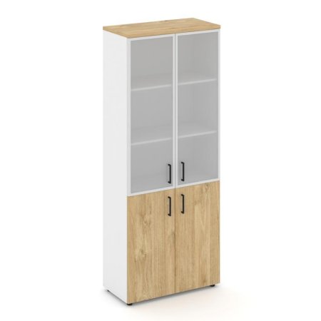 Шкаф высокий широкий SN.STS.E-103 (796х400х1982) (Белый/Тиквуд Светлый/Сатин)