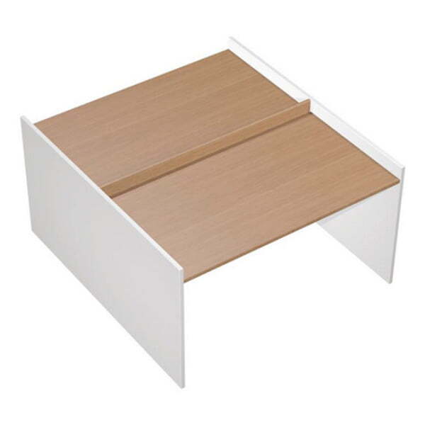 Рабочая станция на опорах ДСП (2х120) Profiquadro КВ 1404 БВ 1250x1570x835 (Белый премиум / Вишня скандинавская)