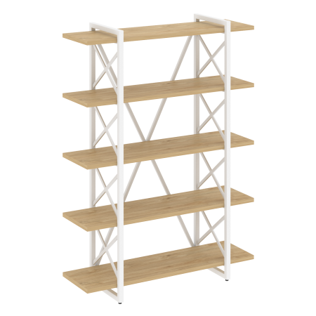 Стеллаж на регулируемых опорах-5 полок VR.L-MST.O-5.8V 1200x400x1650 (Тиквуд Светлый/Белый металл)