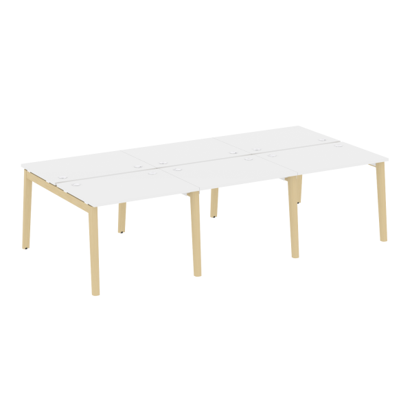 Рабочая станция на деревянных опорах Onix Wood OW.D.RS-6.1.7 2940x1475x750 (Белый Бриллиант/Дуб Светлый)