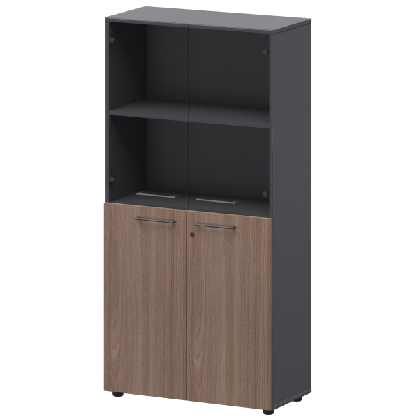 Шкаф высокий комб. Кортез СМШ48.28F.28S 792x380x1595 (Темный шимо/Графит)