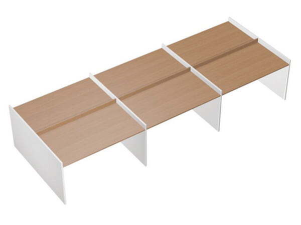 Рабочая станция на опорах ДСП (6х140) Profiquadro КВ 1405-3 БВ 4300x1570x835 (Белый премиум / Вишня скандинавская)