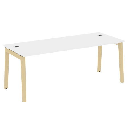 Стол руководителя на деревянных опорах Onix Wood Direct OW.SRR-6.8 1980x800x750 (Белый Бриллиант/Дуб Светлый)