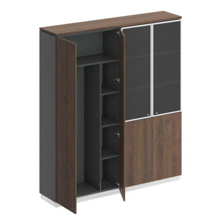 Шкаф комбинированный (документы со стеклом - одежда с дополнением) City СИ 312 1802x400x2034 (Дуб гладстоун / Антрацит премиум / Дуб гладстоун)