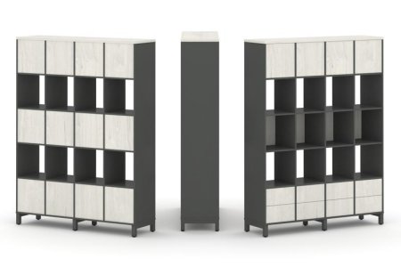 Набор стеллажа 1 сторонний, 5 ярусов SN.NS-541 (1488х400х1982) (Антрацит/Дуб Наварра/Металл Антрацит)