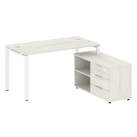 Рабочая станция с опорной тумбой правая Metal System Style БП.РС-СТС-2.3 Пр 1500x1520x750 (Дуб Наварра/Белый металл)