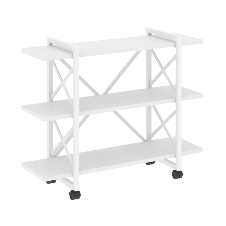 Стеллаж на колесных опорах-3 полки VR.L-MST.K-3.8V 1200x400x968 (Белый Бриллиант/Белый металл)