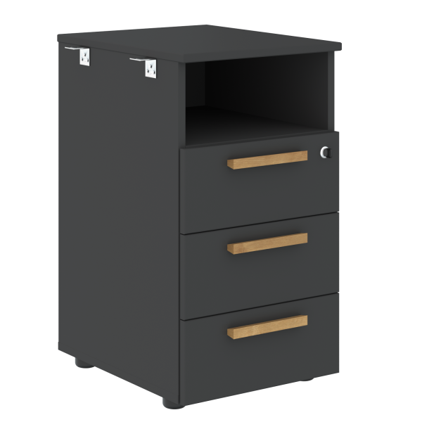 Тумба приставная Forta FLC-3D.1 408x733x504 (Черный графит)