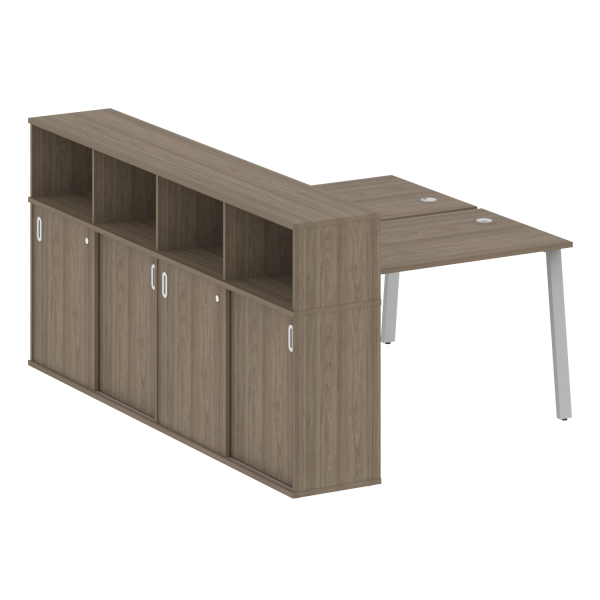 Рабочая станция с шкафом-купе на А-образном м/к Metal System Style БА.РС-СШК-4.2 Т 1610x2332x1098 (Вяз/Серый металл)