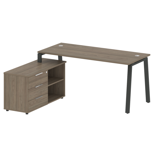 Рабочая станция с тумбой на А-образном м/к Metal System Style БА.РС-СТС-2.4 (L) 1700x1520x750 (Вяз/Антрацит металл)