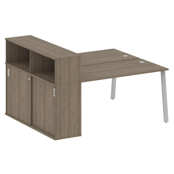 Рабочая станция с шкафом-купе на А-образном м/к Metal System Style БА.РС-СШК-2.3 Т 1810x1475x1098 (Вяз/Серый металл)
