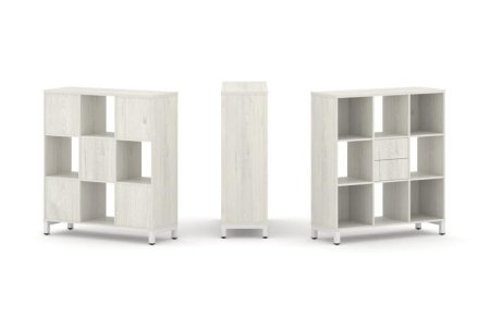 Набор стеллажа 1 сторонний, 3 яруса SN.NS-331 (1121х400х1248) (Дуб Наварра/Металл Белый)