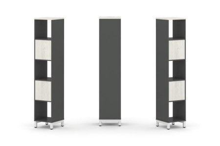 Набор стеллажа 1 сторонний, 5 ярусов SN.NS-511 (387х400х1982) (Антрацит/Дуб Наварра/Металл Белый)