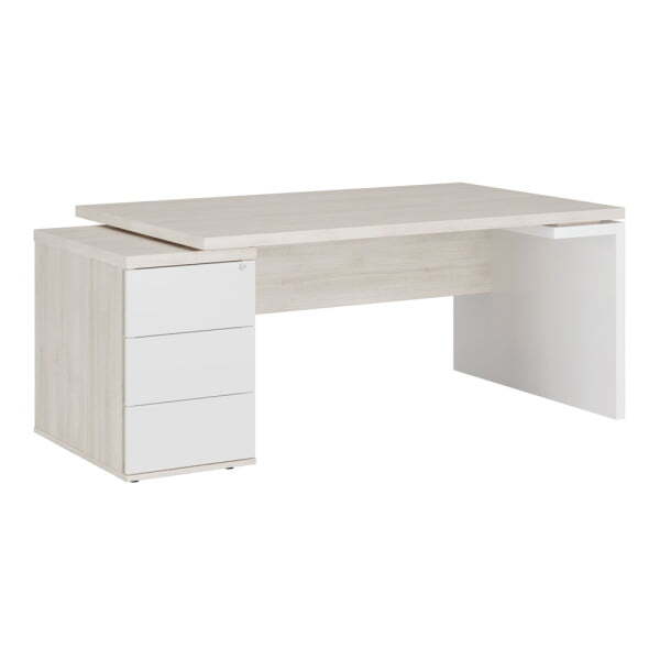 Стол рабочий на опорной тумбе левый Zion ZIO28511421 1820x1000x740 (Дуб светлый)