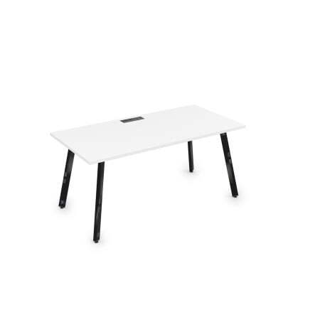 10СР.085 Стол рабочий, прямолинейный (1800x800x750) (Белый премиумЧерный глянец)
