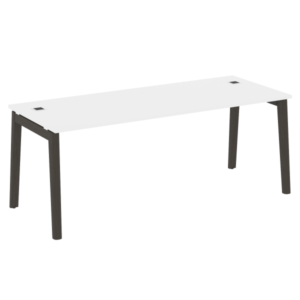 Стол руководителя на деревянных опорах Onix Wood Direct OW.SRR-6.8 1980x800x750 (Белый Бриллиант/Дуб Темный)
