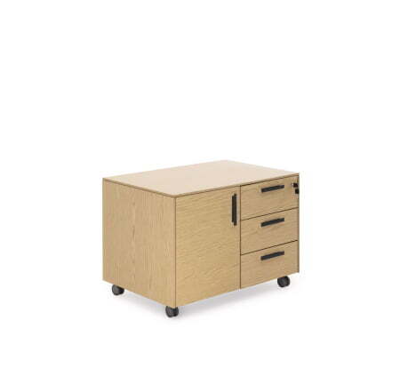 EXE Тумба 3 ящика, 1 дверь (Дуб Светлый/Черный)