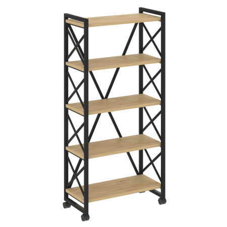 Стеллаж на колесных опорах-5 полок VR.L-MST.K-5.8 800x400x1704 (Тиквуд Светлый/Черный металл)