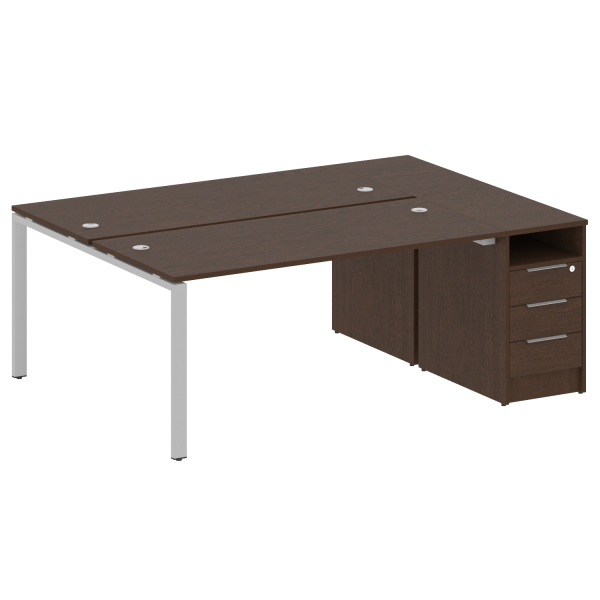 Рабочая станция с опорной тумбой Metal System Style БП.РС-СТП-2.4 2012x1475x750 (Венге Цаво/Серый металл)