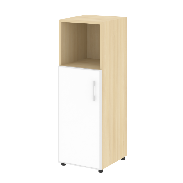 Шкаф для документов узкий со стеклом белым LT.SU-2.2 R (L) White (Акация Лорка)