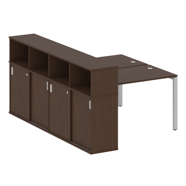 Рабочая станция с опорным шкафом-купе Metal System Style БП.РС-СШК-4.2 1610x2332x1098 (Венге Цаво/Серый металл)