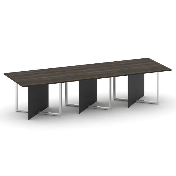 Стол переговорный, тройной, прямоугольный Shift SK.SP-KV-110-3 (3300x1100x753) (Дуб Мали-Антрацит | Хром)