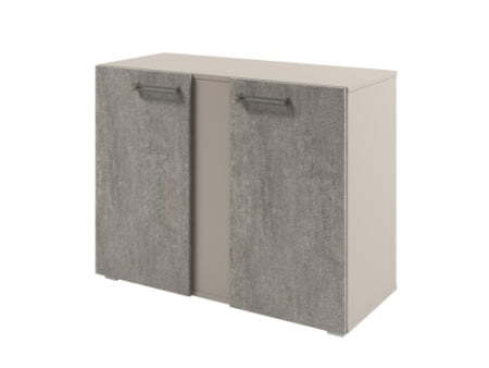 Стеллаж низкий с дверьми Solution D-75 950x414x714 (Бетон/Кашемир)