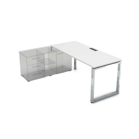 Стол рабочий, прямолинейный, левый Gloss НСТЛ-О.994 1600x900x750 (Белый премиумХром)