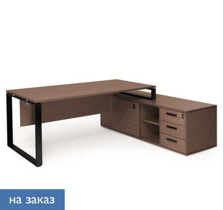 EXE Стол для руководителя L189 (Орех/Черный металл)