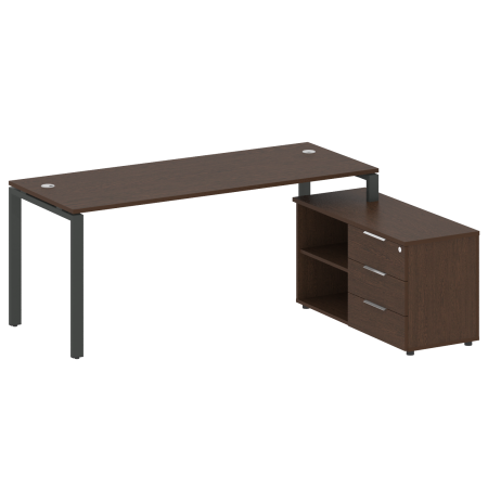 Рабочая станция с опорной тумбой правая Metal System Style БП.РС-СТС-2.5 Пр 1900x1520x750 (Венге Цаво/Антрацит металл)