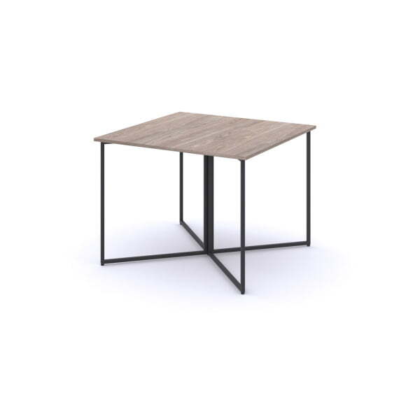 Стол для переговоров малый 1000х1000х760 138S013 LBLB (9005) (Орех Барселона/Черный металл)